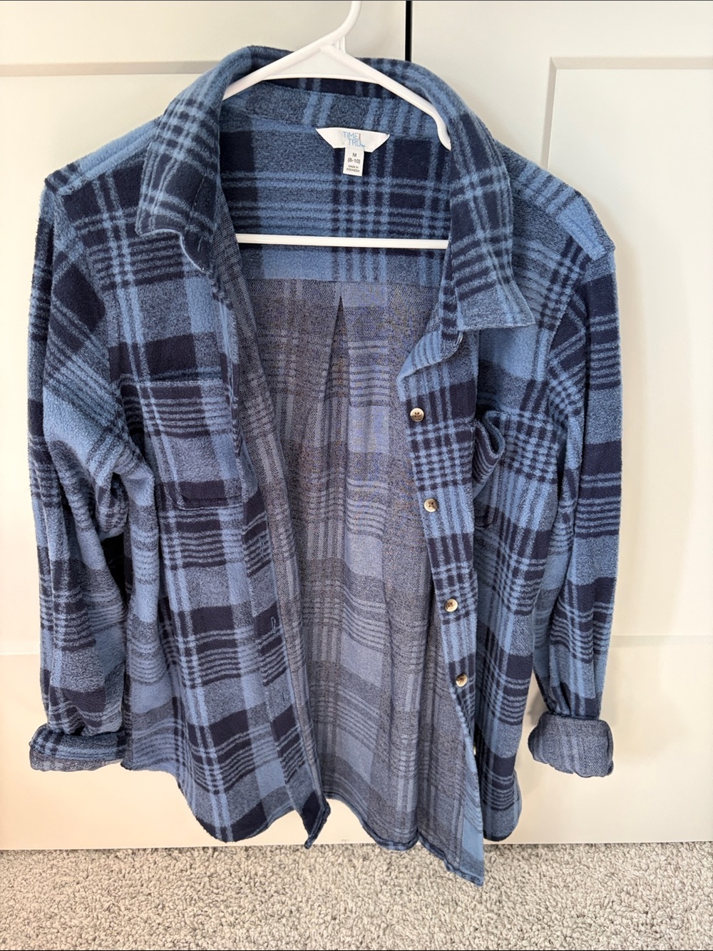 Time and Tru Blue Plaid Fleece Shacket